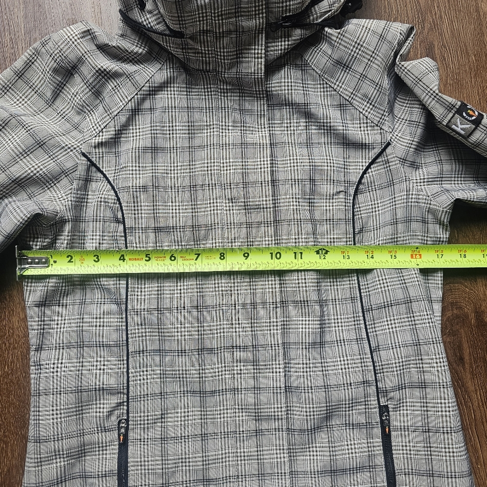 Kerrits Womens S Coat Jacket Grey Plaid Tuck In Hood Equestrian waterproof - Picture 6 of 8